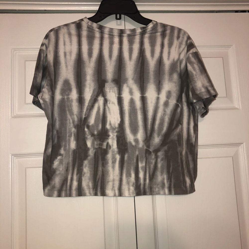 Grey and white tie dye crop top
